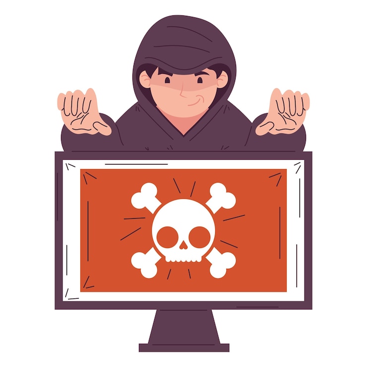 Vettore gratuito hacker che attacca il desktop