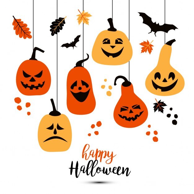 Vettore gratuito halloween sfondo di zucche allegri