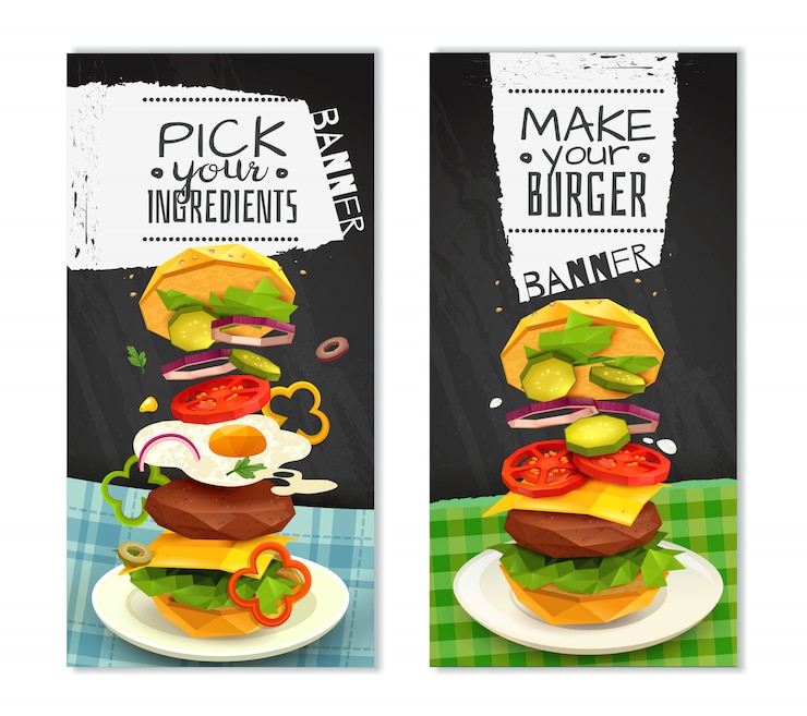 Vettore gratuito hamburger banner verticali
