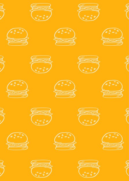 Hamburger doodle senza giunture fantasia sfondo giallo vettore