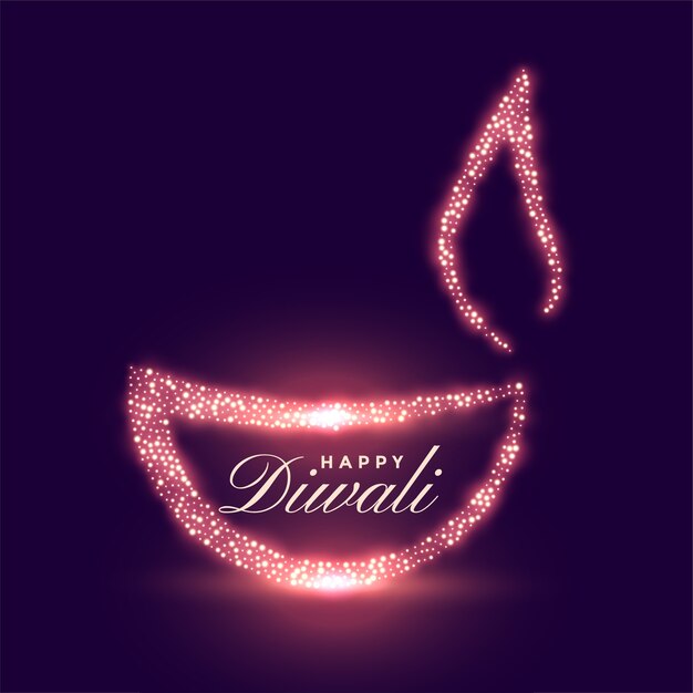 Happy diwali creative sparkle shiny diya