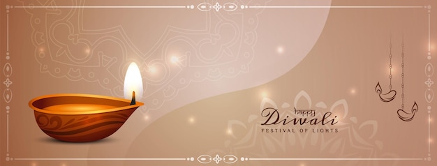 Happy Diwali festival bellissimo design di banner con diya vector