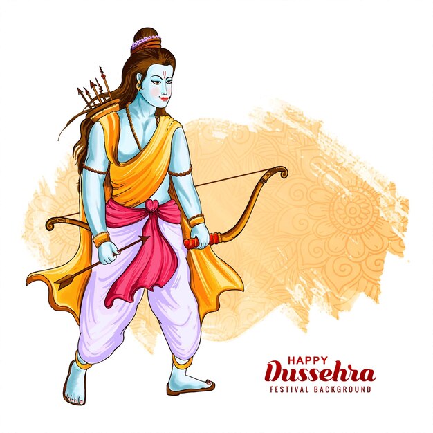 Happy Dussehra concetto di illustrazione realistica signore Rama design della carta del festival indù