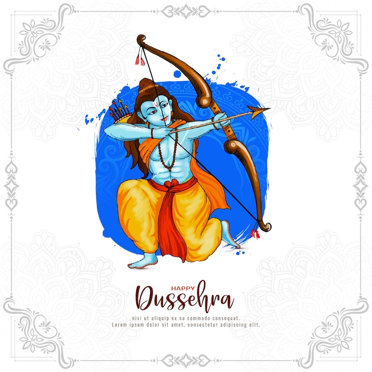 Vettore gratuito happy dussehra festa culturale indiana sfondo decorativo