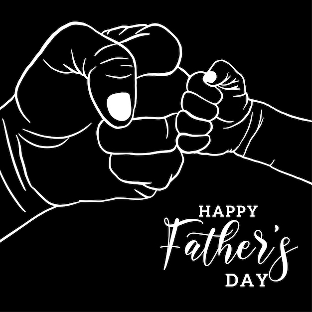 Happy Father's Day Greetings Black White Background Social Media Design Banner Vettore gratuito