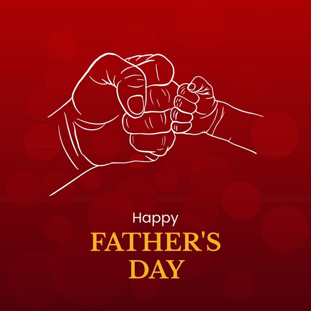 Happy Father's Day Greetings Rosso Bianco Giallo Sfondo Social Media Design Banner Vettore gratuito