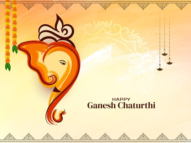 Happy Ganesh Chaturthi design della carta per la celebrazione del festival culturale