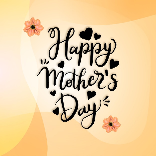 Happy Mother's Day Greetings Beige Sfondo Nero Social Media Design Banner Vettore gratuito