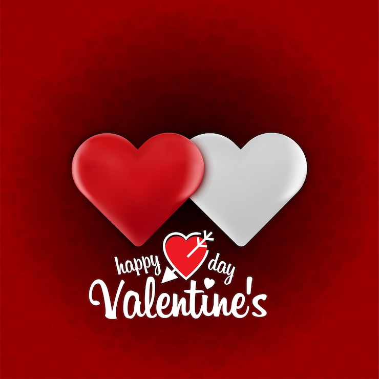 Vettore gratuito happy valentine day bianco e rosso cuore card