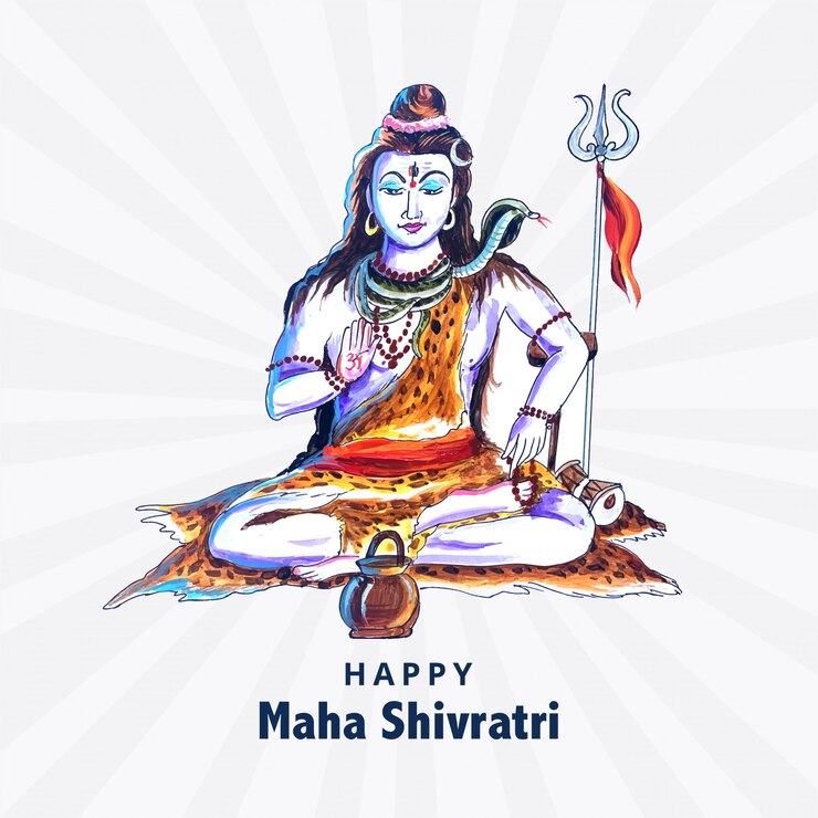 Vettore gratuito hindu lord shiva per la carta indiana dio maha shivratri