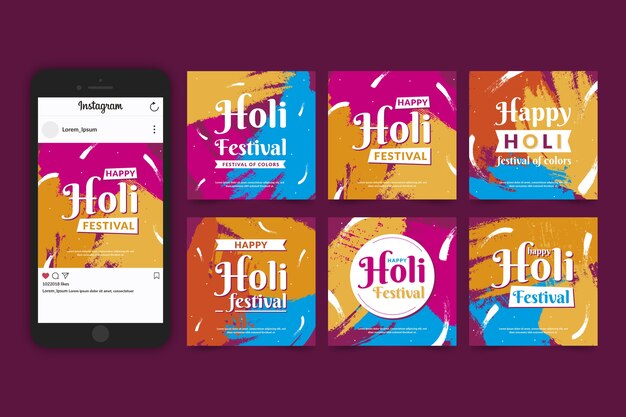 Holi festival instagram post collection