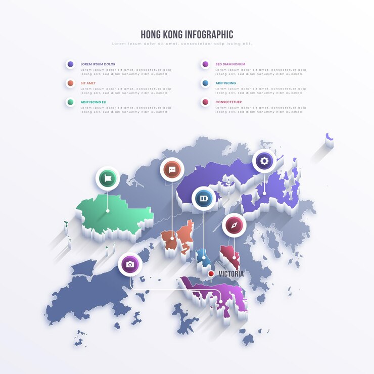 Vettore gratuito hong kong mappa infografica