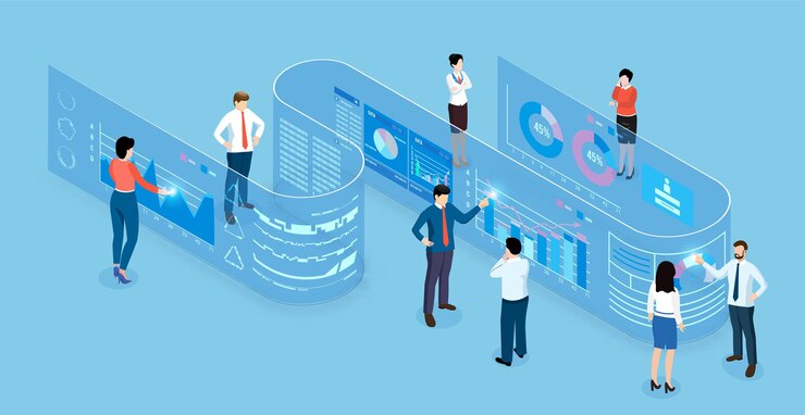 Vettore gratuito i data center sono data center per servire le applicazioni e supportare le informazioni aziendali. tecnologia di cloud computing per analisi aziendali, analisi, ricerca, statistica strategica, pianificazione, marketing.