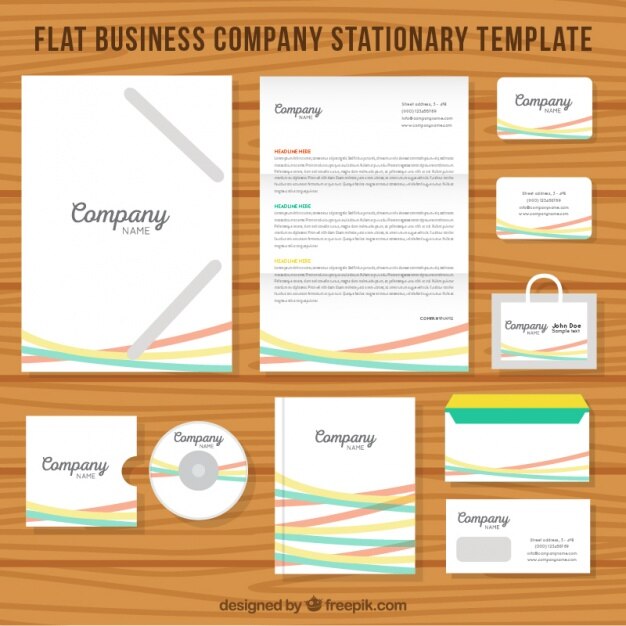 Vettore gratuito i moderni a righe colorate cancelleria business