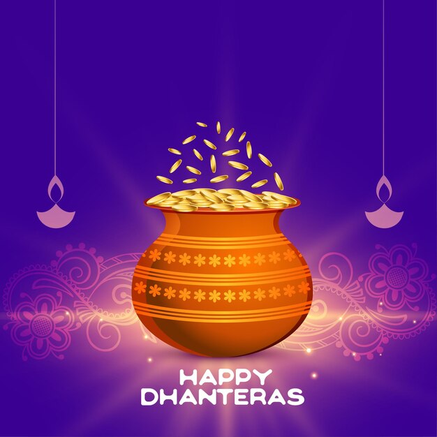 i tradizionali indù felici dhanteras desiderano sfondo per il vettore ganpati e laxmi puja