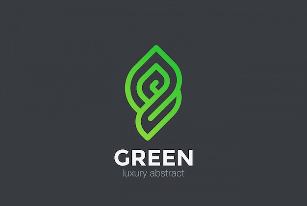 Icona bio logo astratto verde eco. Stile lineare