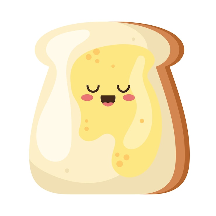 Vettore gratuito icona carina del pane kawaii