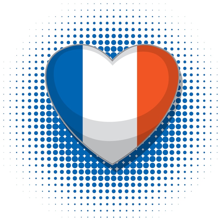 Vettore gratuito icona della bandiera del cuore della francia