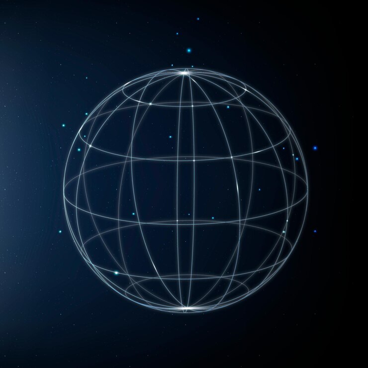 Vettore gratuito icona della tecnologia di rete globale in blu su sfondo sfumato