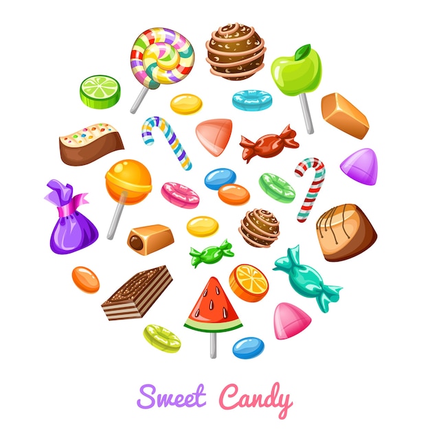 Icona di caramelle dolci composizione