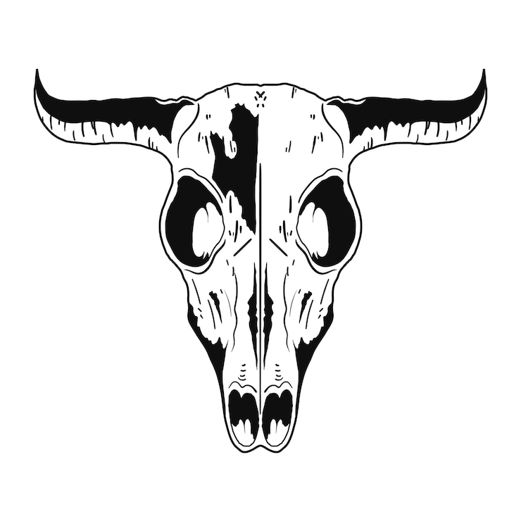 Vettore gratuito icona di disegno in stile bull skull