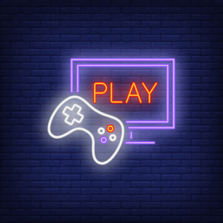Vettore gratuito icona neon di videogiochi online