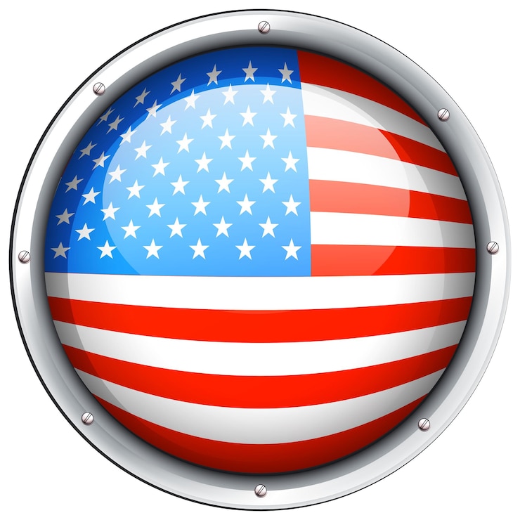 Vettore gratuito icona rotonda per la bandiera dell'america