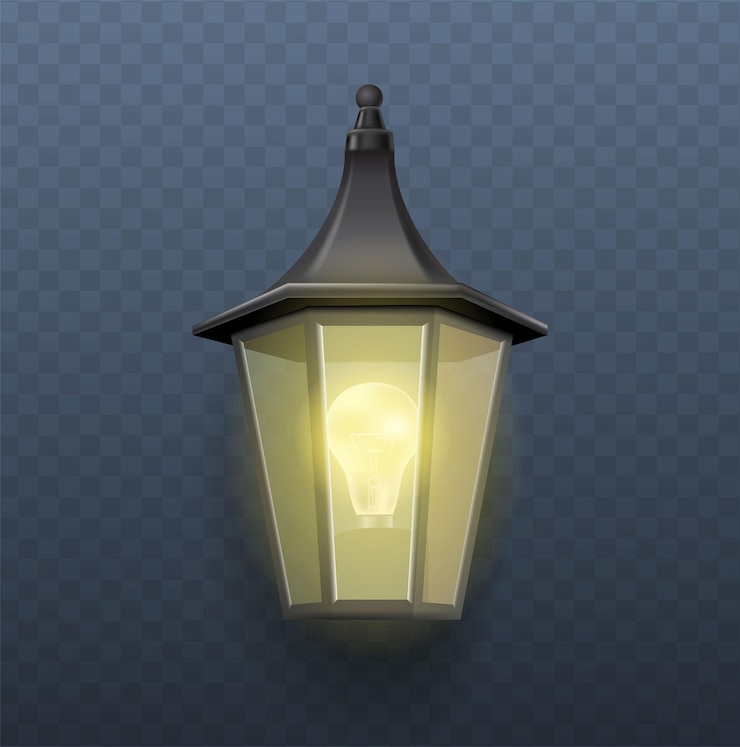 Vettore gratuito icona vettoriale realistica lampada da parete per esterni da giardino lampione stradale lam di elettricità in metallo vecchio stile