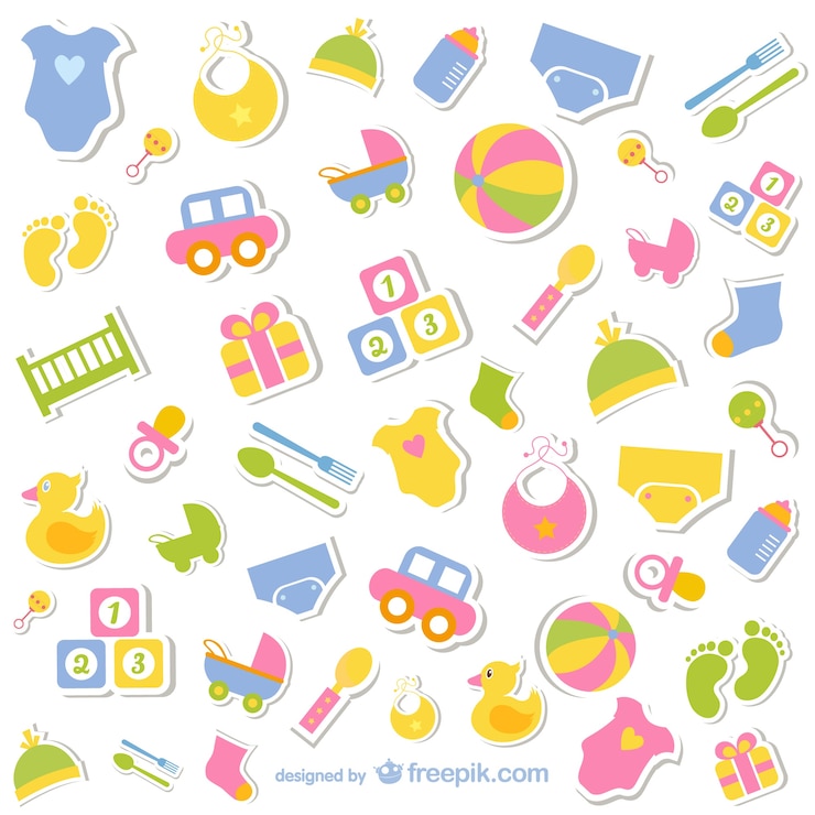 Vettore gratuito icone baby collection gratuito