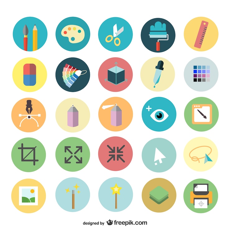 Vettore gratuito icone del design art set