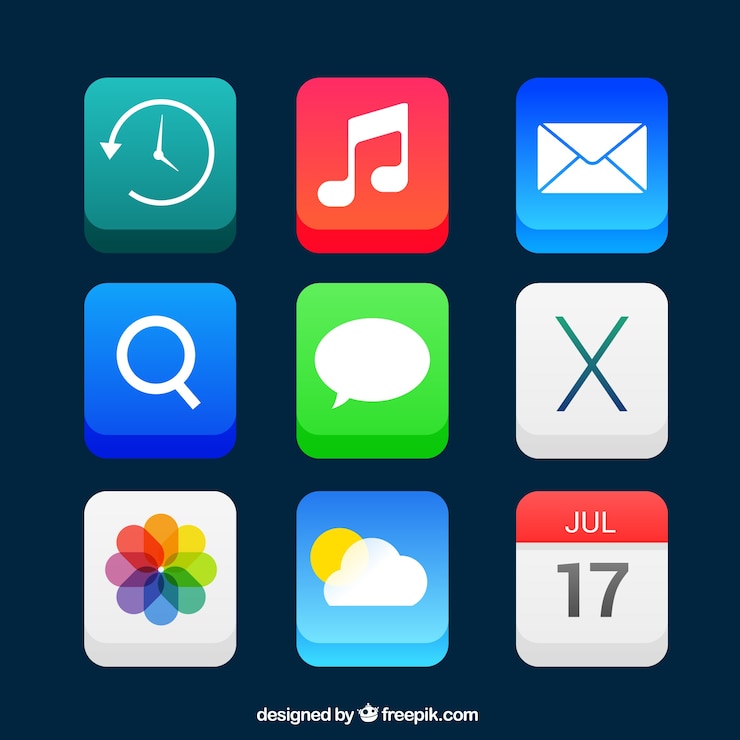 Vettore gratuito icone di app in stile 3d