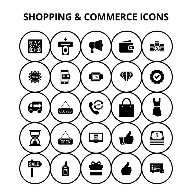 Vettore gratuito icone di shopping e di commercio