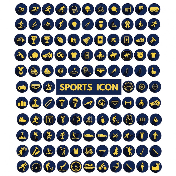 Vettore gratuito icone grandi sportivi set collection