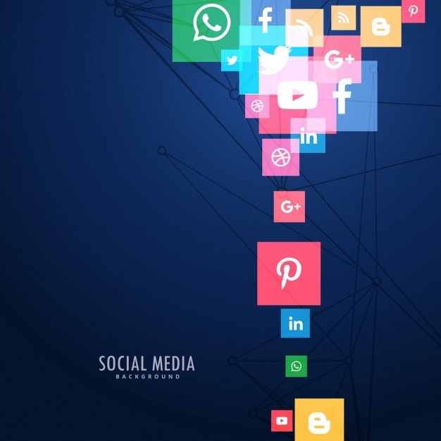 Vettore gratuito icone social media in blu