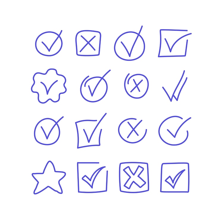Vettore gratuito iconica di spunta disegnata a mano