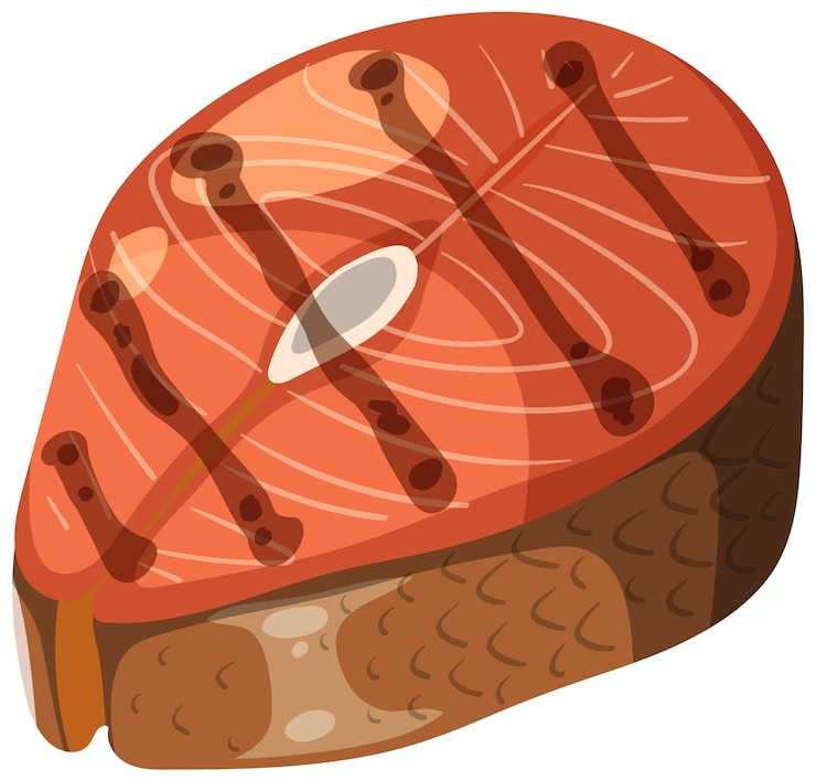 Vettore gratuito iconica illustrazione della bistecca di salmone