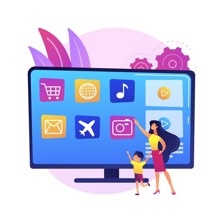 Vettore gratuito idea di programmazione a pagamento. trasmissione commerciale. smart tv, telecomando per tv. infomercial, spot televisivi, televendite moderne. illustrazione della metafora del concetto isolato
