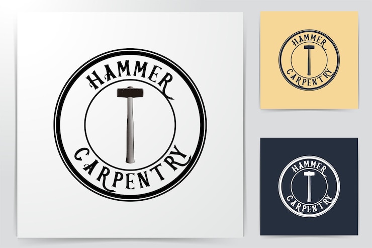Vettore gratuito idee per il logo del martello. design del logo di ispirazione. illustrazione di vettore del modello. isolato su sfondo bianco