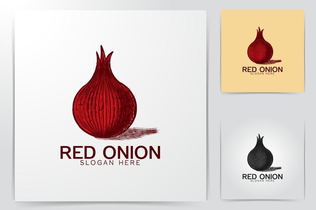 Idee per il logo della cipolla rossa. Design del logo di ispirazione. Illustrazione di vettore del modello. Isolato su sfondo bianco