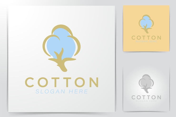 Vettore gratuito idee per il logo in cotone. design del logo di ispirazione. illustrazione di vettore del modello. isolato su sfondo bianco