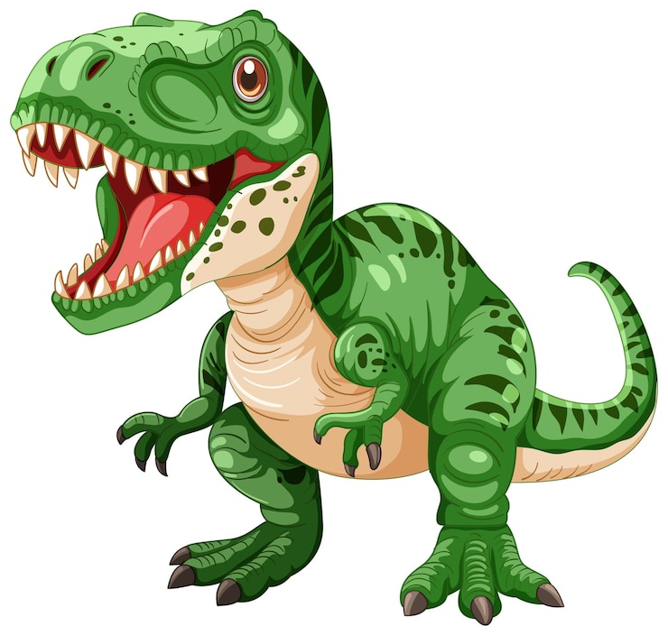 Vettore gratuito il dinosauro verde dei cartoni animati che ruggisce