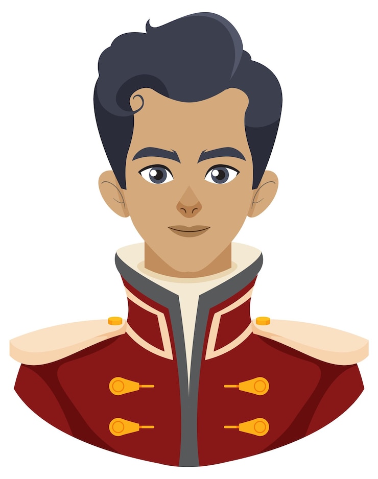 Vettore gratuito il giovane principe in uniforme rosso