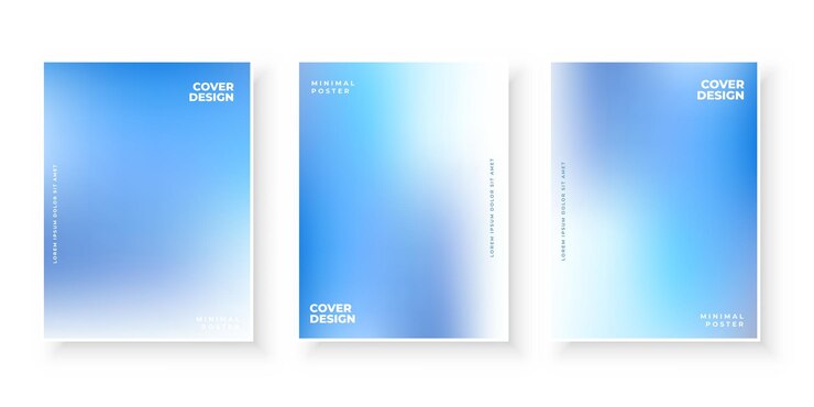 Vettore gratuito il gradiente moderno colorato copre il set di design del modello blu