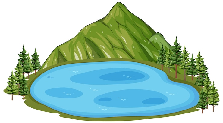 Vettore gratuito il lago con i pini