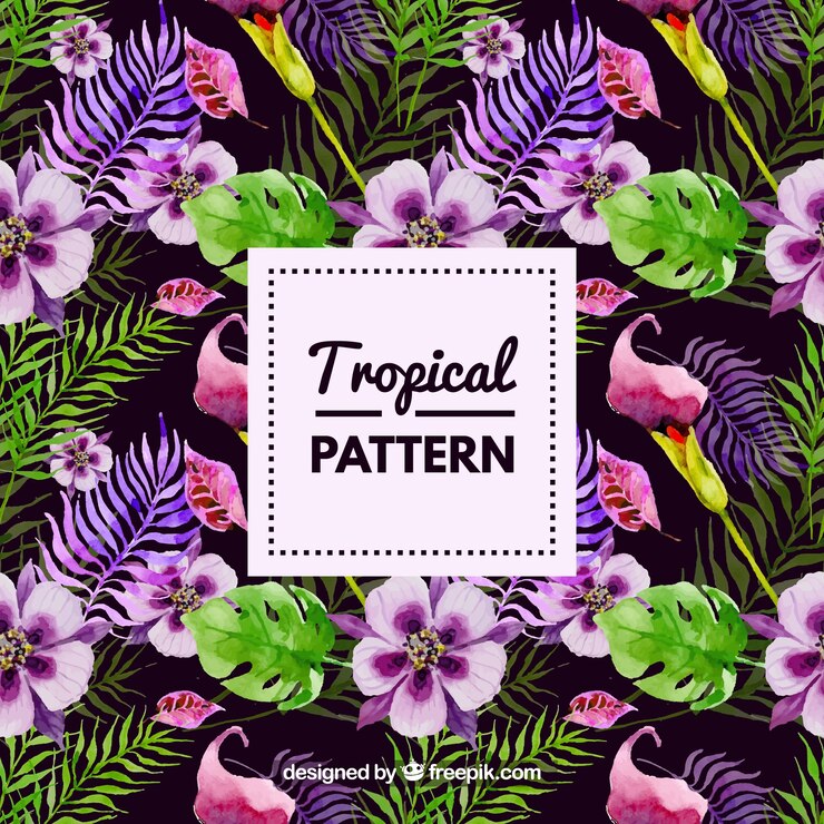 Vettore gratuito il modello di fiori di acquerello tropicale