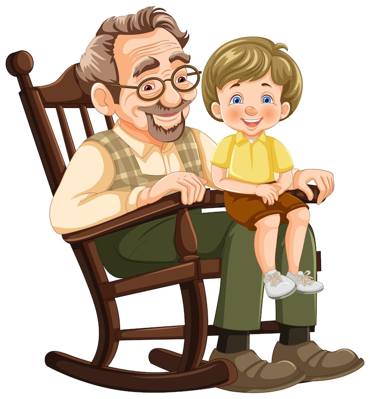 Vettore gratuito il nonno e il nipote condividono un momento