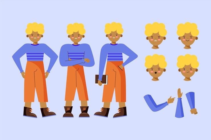 Vettore gratuito il personaggio pone l'illustrazione