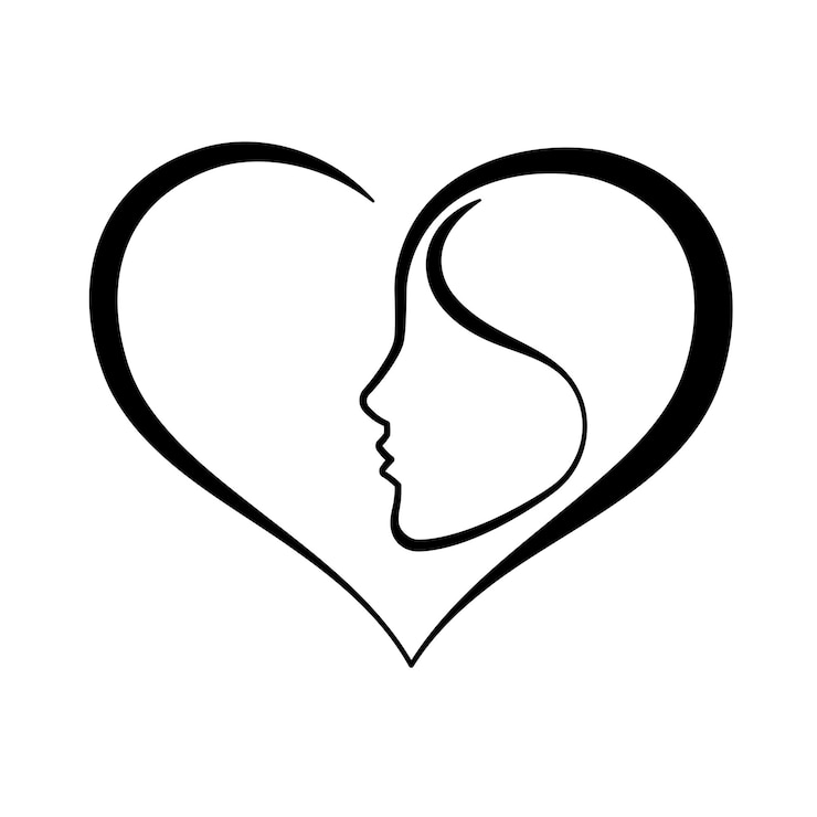 Vettore gratuito il viso della donna, la calligrafia, il cuore.