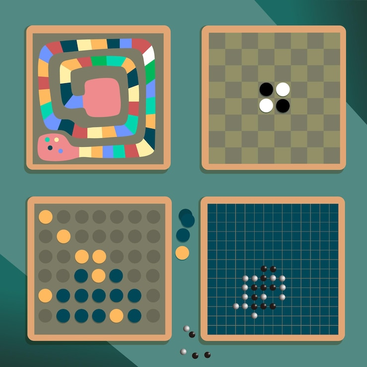 Vettore gratuito illustrata raccolta diversificata di giochi da tavolo