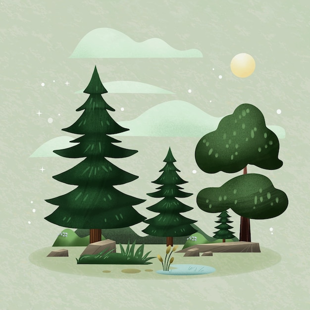 Illustrazione ad acquerello del giorno della foresta.
